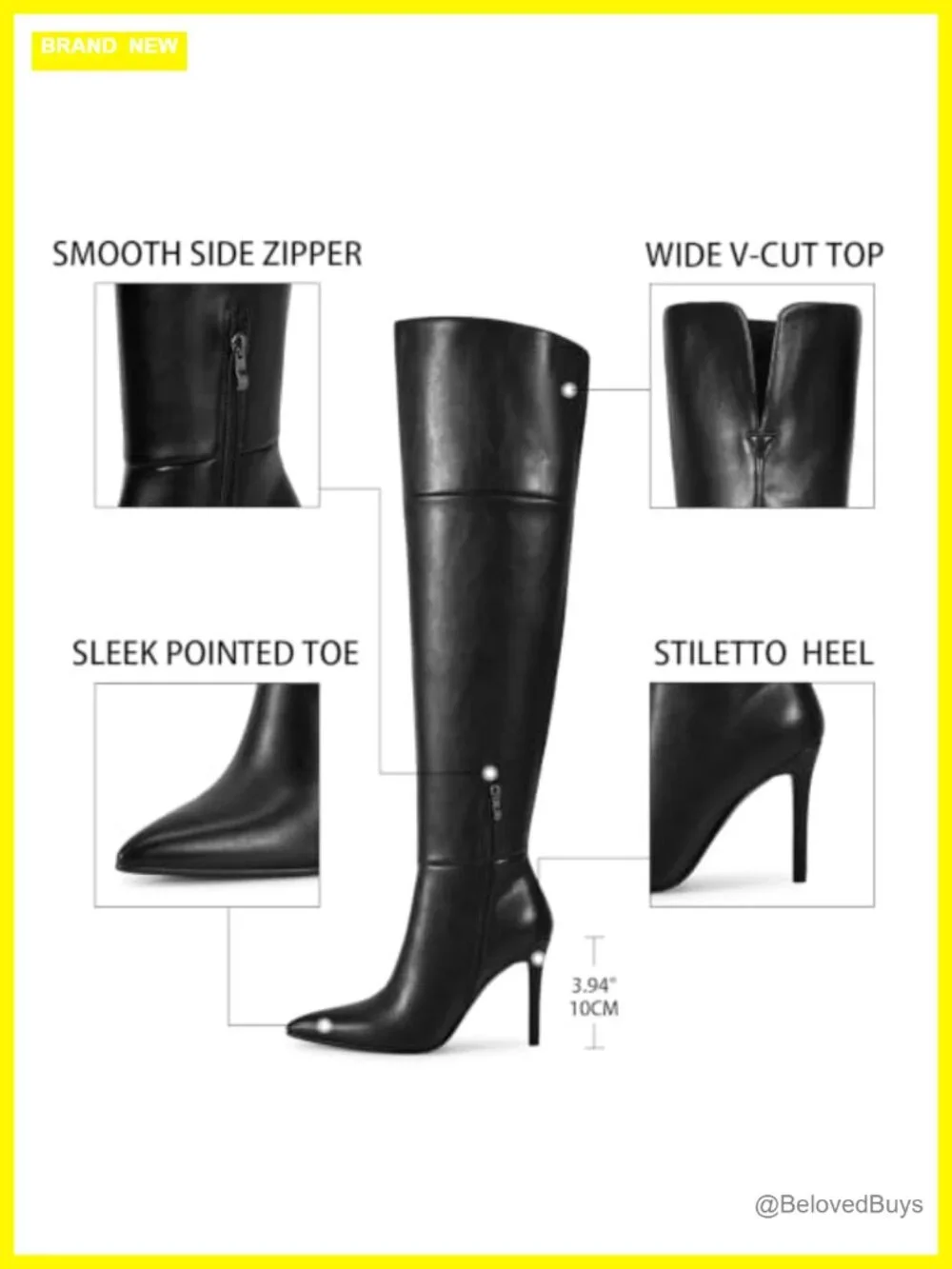 Over the Knee Boots Women Stiletto Heel Comfortable Thigh High Pointed Toe Faux